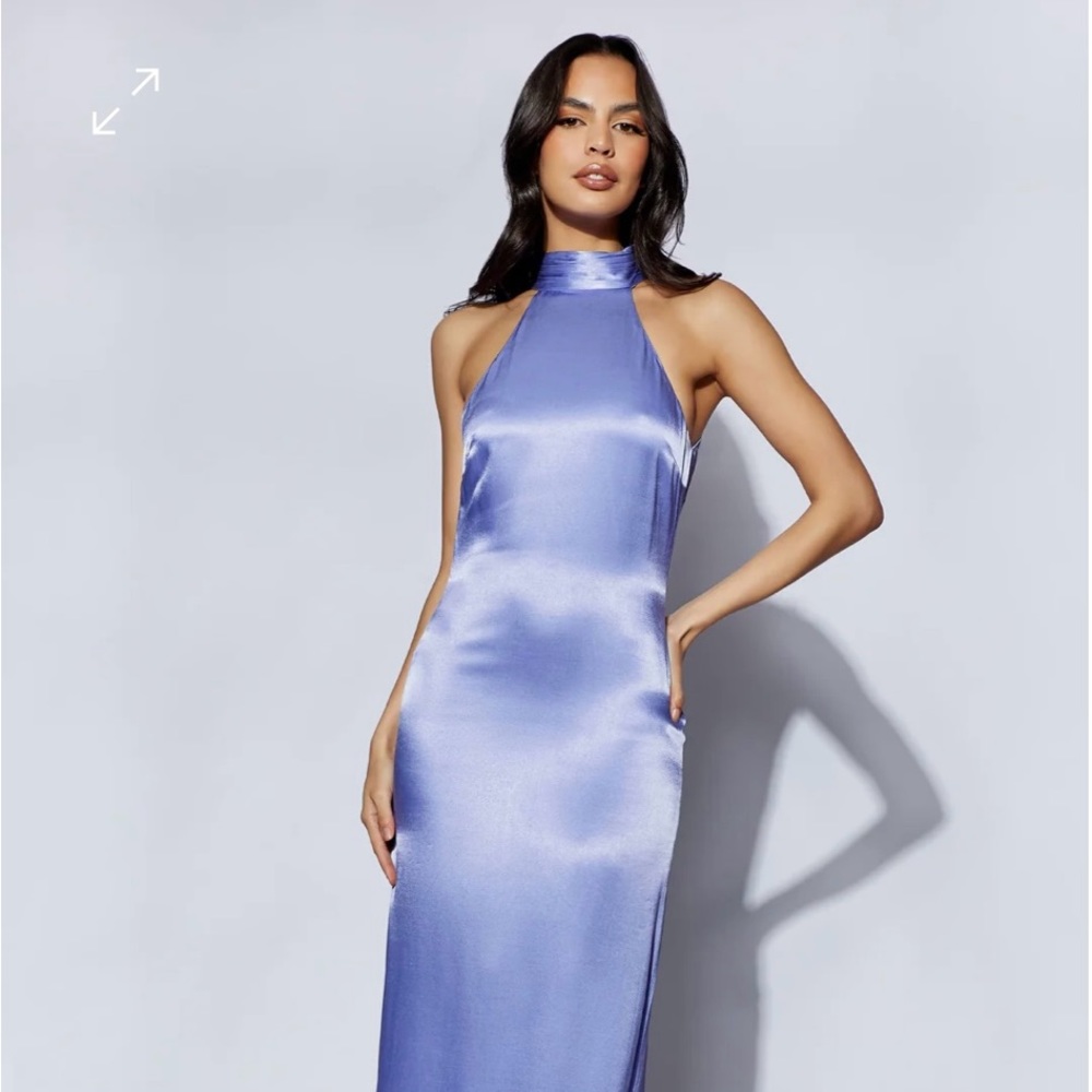 Meshki Claire Satin Drape Back Maxi Dress